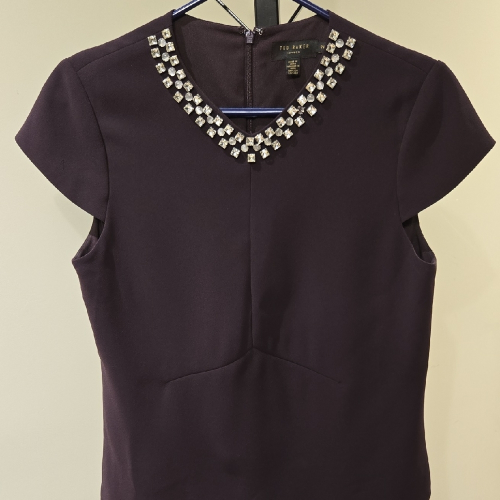 Ted Baker Deep Purple Embellished Blouse